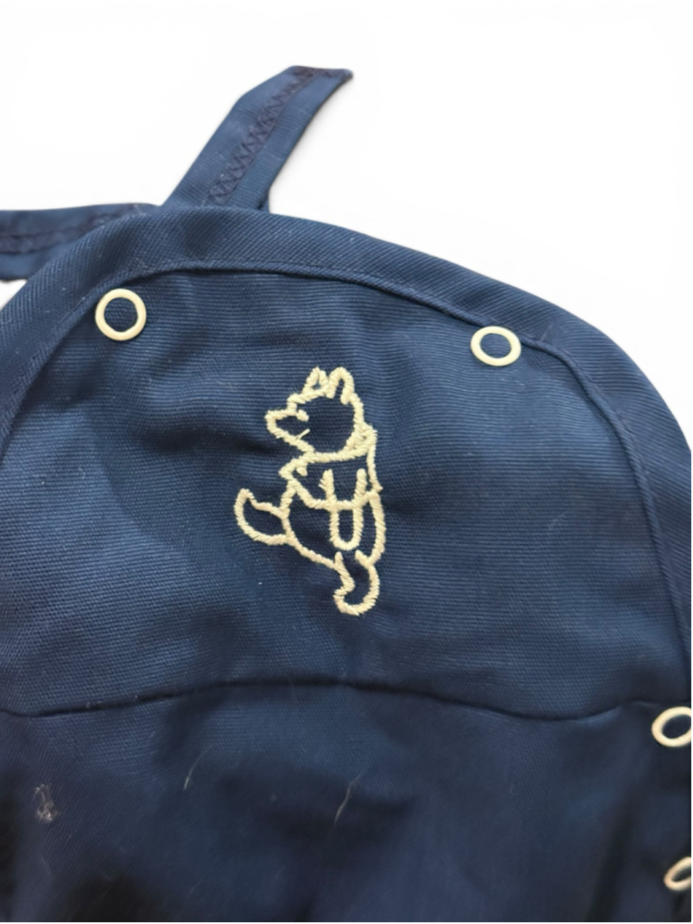 Vintage Baby Winnie the Pooh Navy Bubble Romper Sunsuit Embroidered Adjustable - Picture 4 of 4